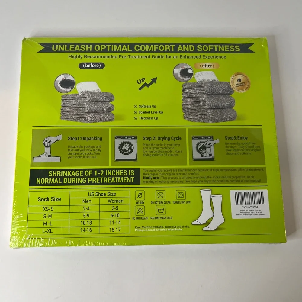 Alvada Men Womens Wool Hiking Socks 3 Pair Gray ML NIP‎